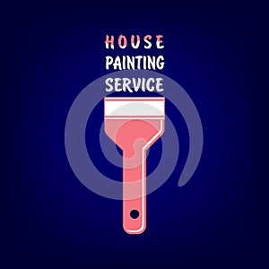 Painting Services Logo. Brush stroke colorful paint on dark blue background. Concept for home decoration, building, house construc