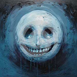 a painting of smiling moon
