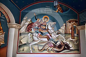 painting of St. George at the entrance to the monastery of Agios Georgios, Cyprus