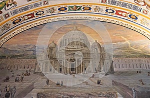 Painting of the St. Peter`s Basilica at the Vatican Museums