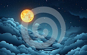 A Painting of a Stairway Leading to the Moon