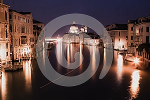 Painting style image of Grand canal after sunset