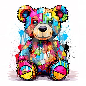 Painting of Teddy Bear designs on a clean background, Png for Sublimation Printing, T-shirt Design Clipart, DTF DTG Printing, Toy