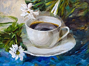 Malování olej malování zátiší pohár z káva pít 