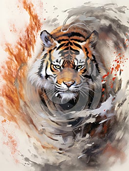 painting of tiger, artistic tiger illustration, abstract tiger