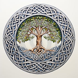 A painting of a tree of life in a circle