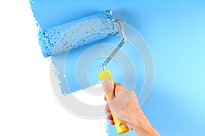 Painting wall with roller