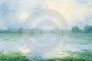 a painting of water lillies