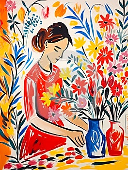 Painting Of A Woman With Flowers
