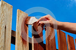 Painting wooden fence