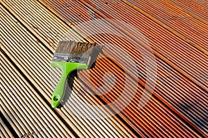 Painting wooden patio deck with protective oil