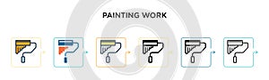 Painting work vector icon in 6 different modern styles. Black, two colored painting work icons designed in filled, outline, line