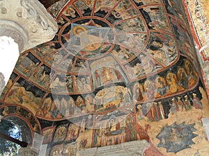 Painting from the year 1695, in the porch of the church The Assumption of the Virgin Mary, Sinaia Monastery photo