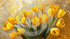 Painting of yellow tulips