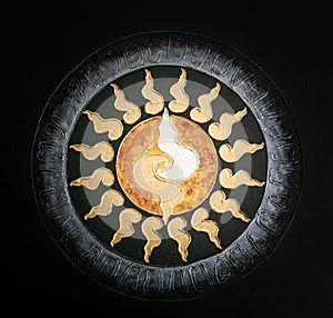 Painting Ying yang symbol concept of harmony and balance