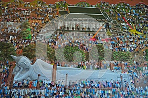 Paintings of Buddha statue at Wat Khun Inthapramun,Thailand.