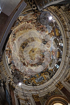 Ceiling of Basilica de Virgin de los Desamparados in Valencia in Spain photo