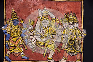 Paintings on the ceiling, Brihadishvara Temple, an UNESCO World Heritage Sites, Thanjavur, Tamil Nadu, India