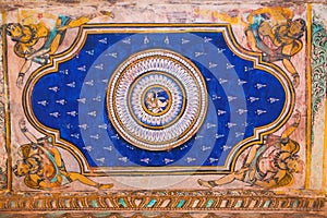 Paintings on the ceiling, Nandi Mandapa, Brihadisvara Temple, Tanjore, Tamil Nadu