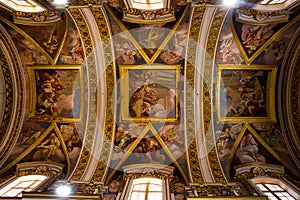 Paintings on the ceiling of St. Paul\'s Cathedral in Mdina (Malta