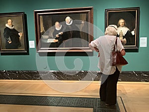 Paintings by the Dutch master Rembrandt at the Queen`s Gallery in London England