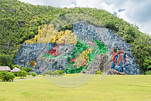 Paintings at the Prehistory Mural in Vinales , Cub