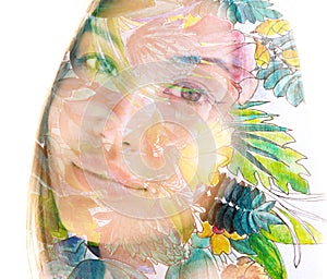 Paintography. Portrait of a woman combined with a painting