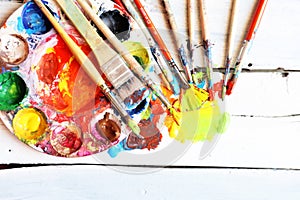 Paints and brushes