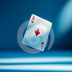 A pair of aces flying through the air on a blue background