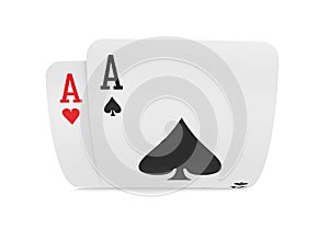 Pair of Aces Playing Cards Isolated