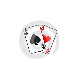 A pair of aces, spade and love. Perfect for logo, icon, casino, template, resources, etc. Title can be put in edit menu. Cards. photo