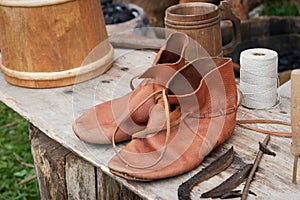 Pair of antique leather shoes