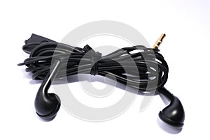 A pair of basic black earphones