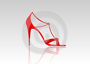 Pair of beautiful red high heels. Female fashionable leather shoes, isolated