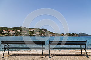 Benches look out over Kolocep bay