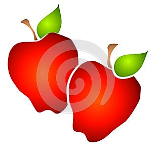 Pair of Big Red Apples Clipart