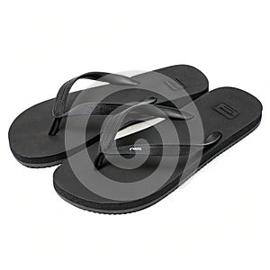 Black flip-flops suitable for casual wear isolated on white background photo