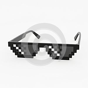 Pixelated Sunglasses with Black Frames on a White Background meme eyewear