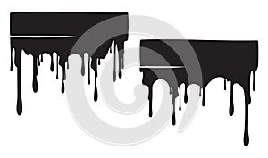 Pair of black grunge banners with drips, paint drops for your design