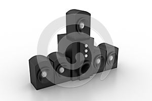 Pair of black high gloss music speakers