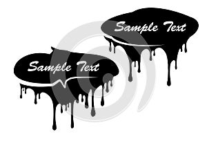 Pair of black paint drips decors with copy space for your text.