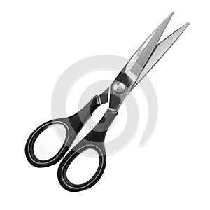 A pair of black scissors with a silver handle