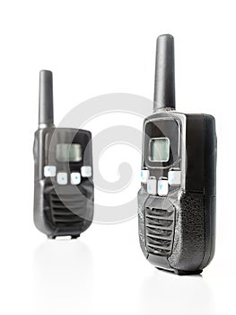 Pair of black walkie-talkie units