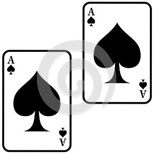 A Pair Of Black And White Ace Of Spades Playing Cards