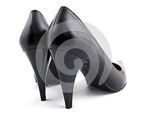 Pair of black woman leather shoes