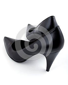 Pair of black woman leather shoes