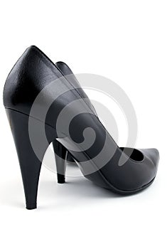 Pair of black woman leather shoes