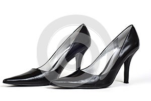 Pair of Black Women's High-Heel Shoes
