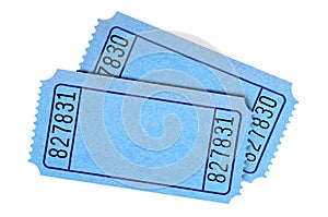 Pair of blank blue movie or raffle tickets