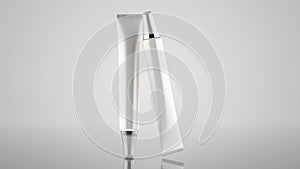 A pair of blank Cosmetic or Skin care tube standing tall together.3D Rendering